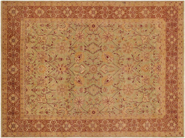 handmade Traditional Antique Lt. Green Lt. Brown Hand Knotted RECTANGLE 100% WOOL area rug 9x12